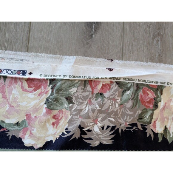 3 Yards 5th Avenue Designs Blue Red Stripe Floral Drapery Decorator Fabric - Picture 4 of 7